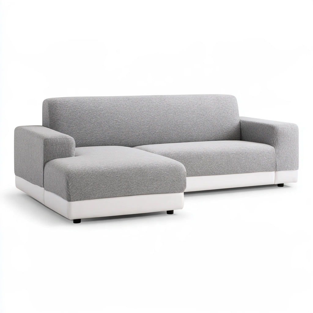 Nowoczesna sofa, tapicerowany tkaniną, kolor: jasnoszary