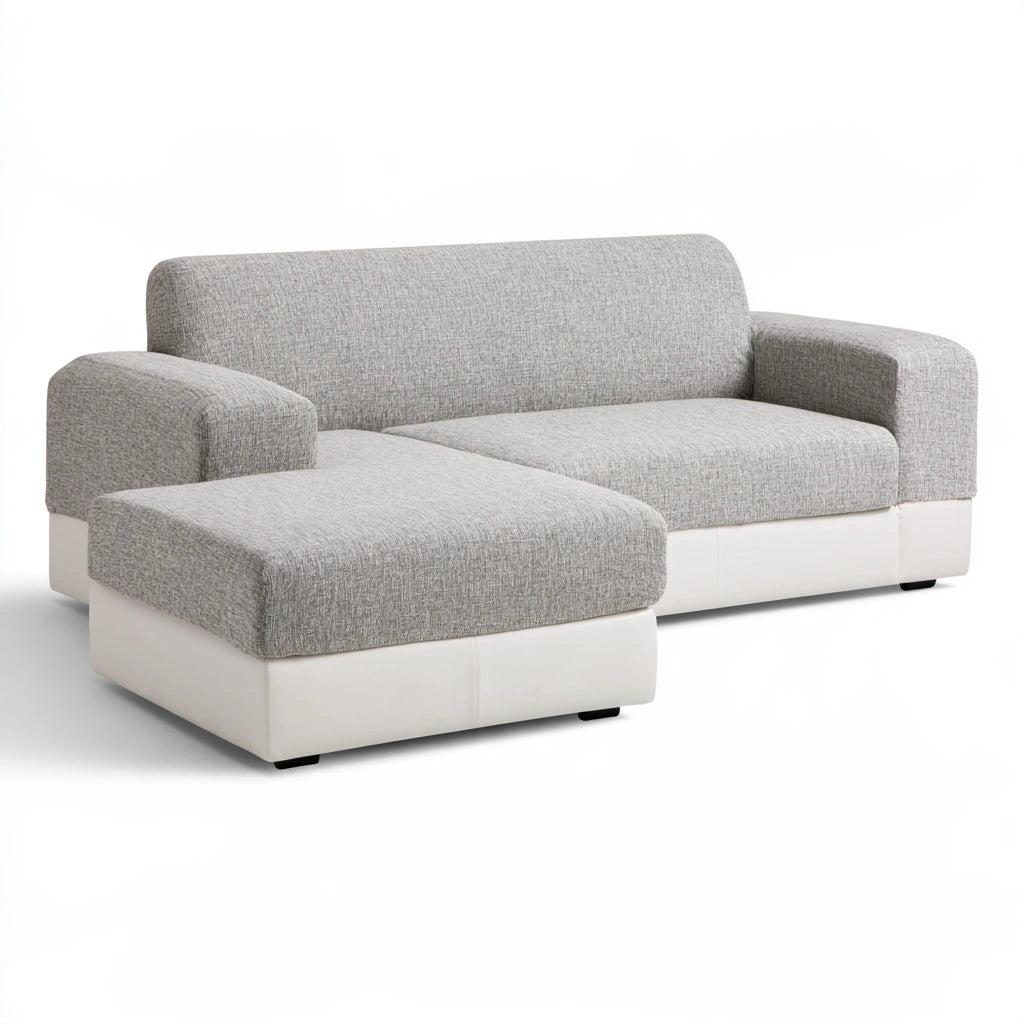 Nowoczesna sofa, tapicerowany tkaniną, kolor: jasnoszary